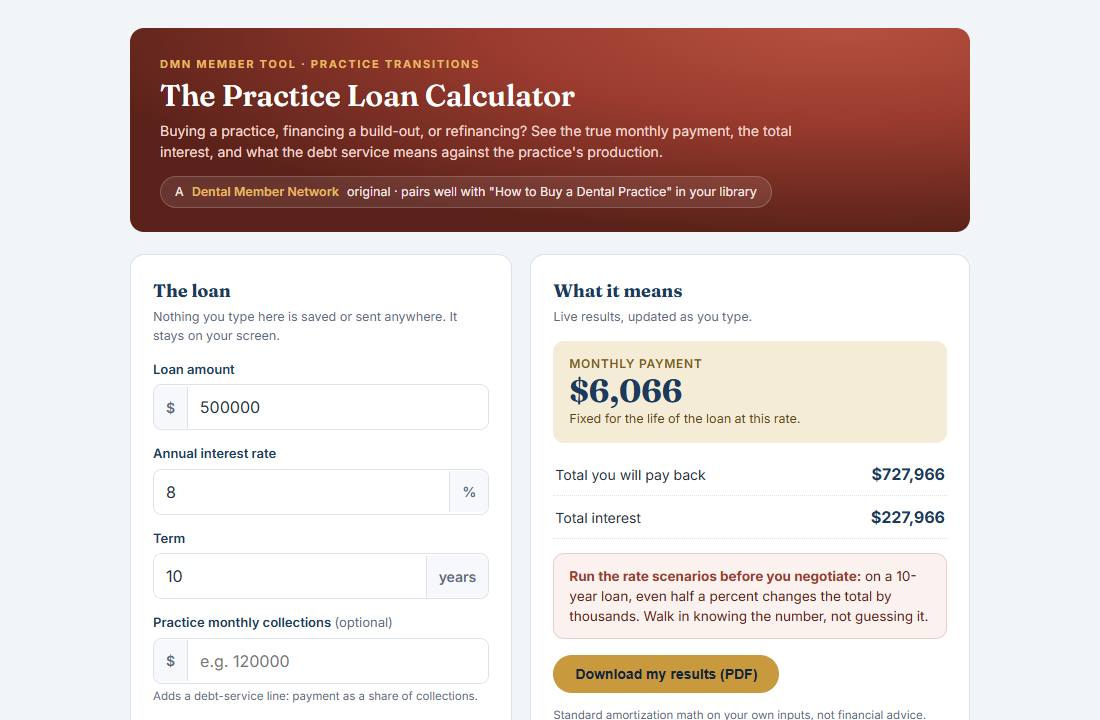 Preview of the Practice Loan Calculator